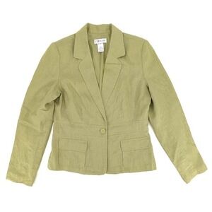 J.G. Hook Sage Green‎ 100% Linen Single Button Blazer Jacket Size 10T